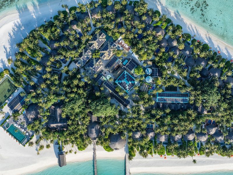 Aerial photo of an island in Asia